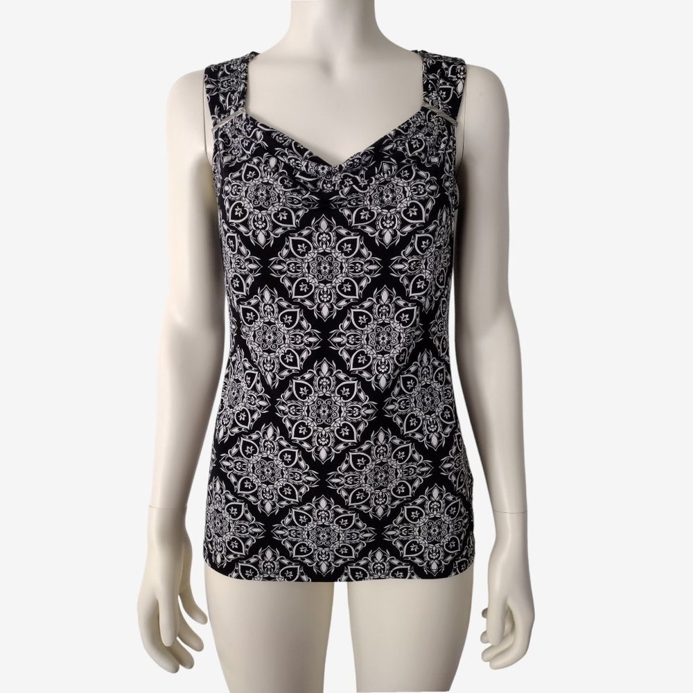 White House Black Market Sleeveless Cowl Neck Fitted Blouse Size S